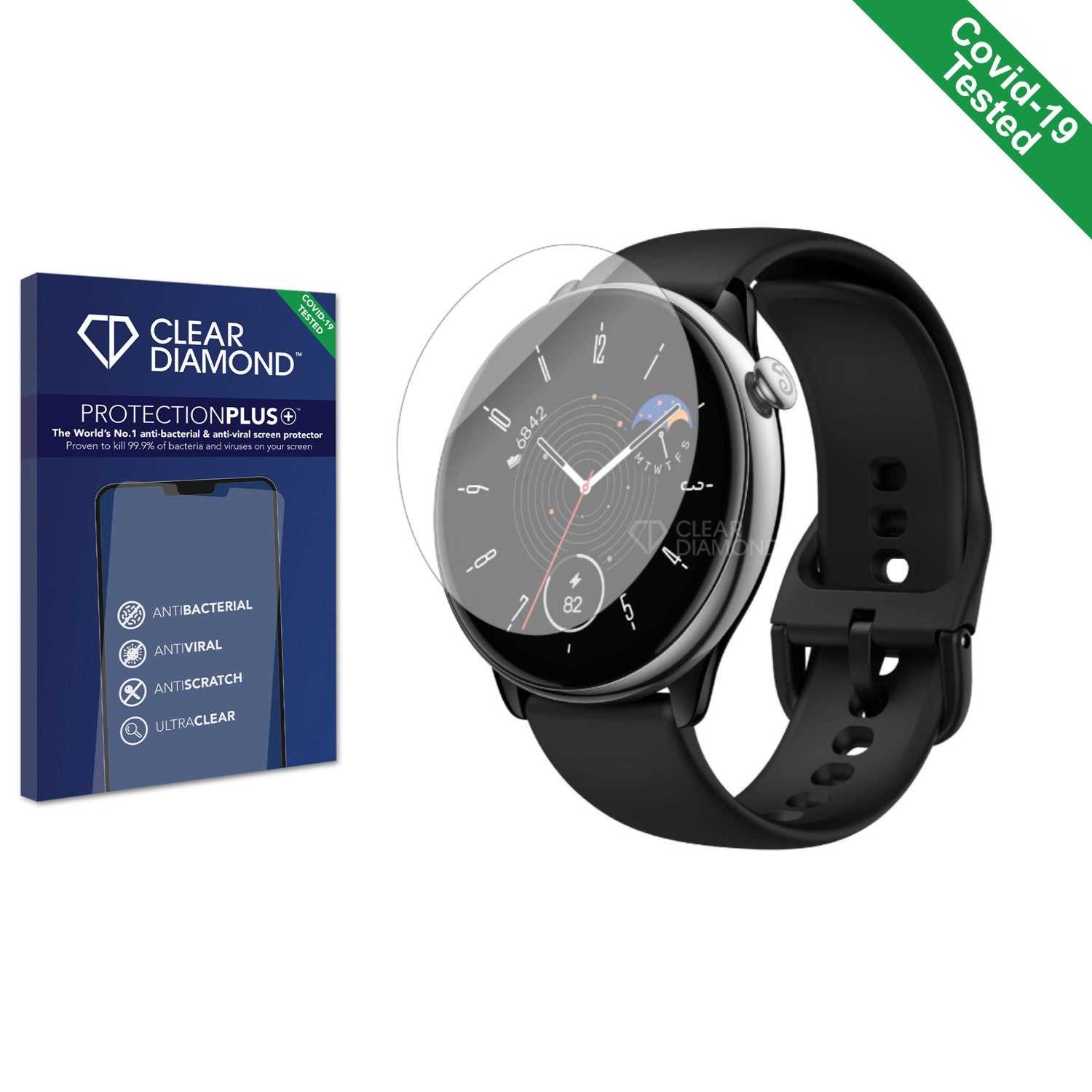 ScreenShield, Clear Diamond Anti-viral Screen Protector for Huami Amazfit GTR Mini