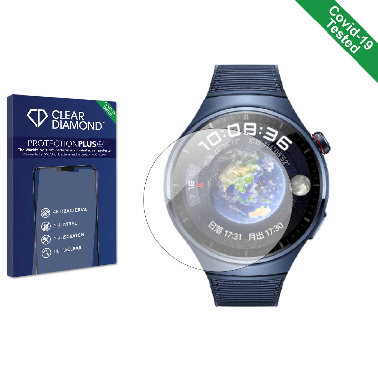 ScreenShield, Clear Diamond Anti-viral Screen Protector for Huawei Watch 4 Pro