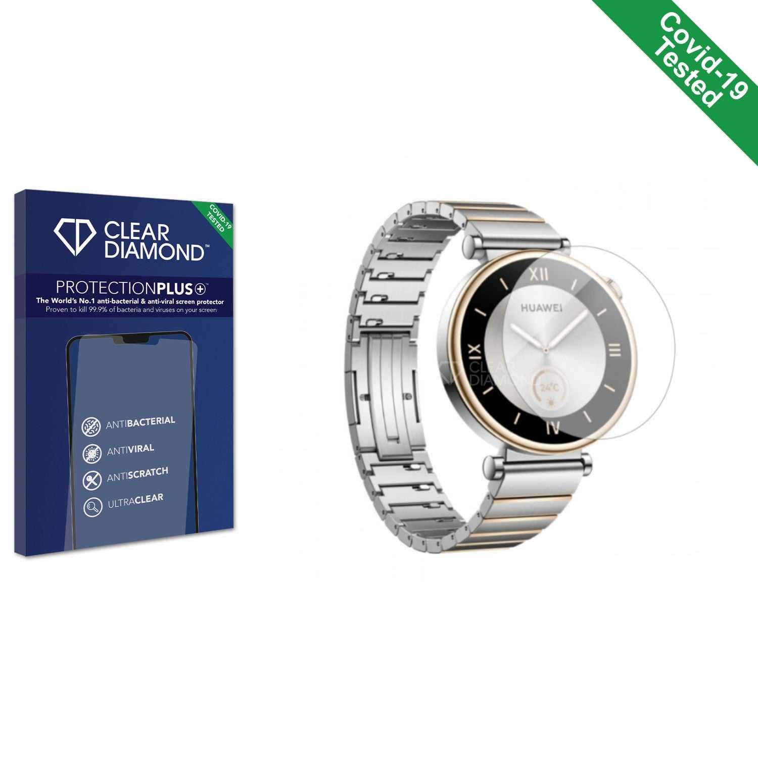 ScreenShield, Clear Diamond Anti-viral Screen Protector for Huawei Watch GT 4 (41mm)