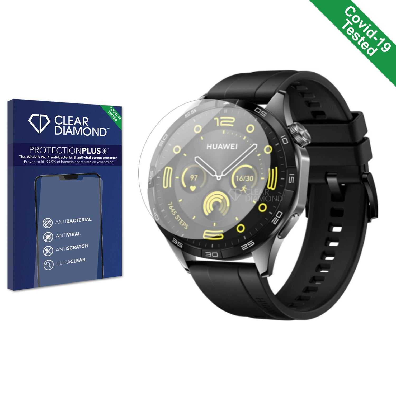 ScreenShield, Clear Diamond Anti-viral Screen Protector for Huawei Watch GT 4 (46mm)