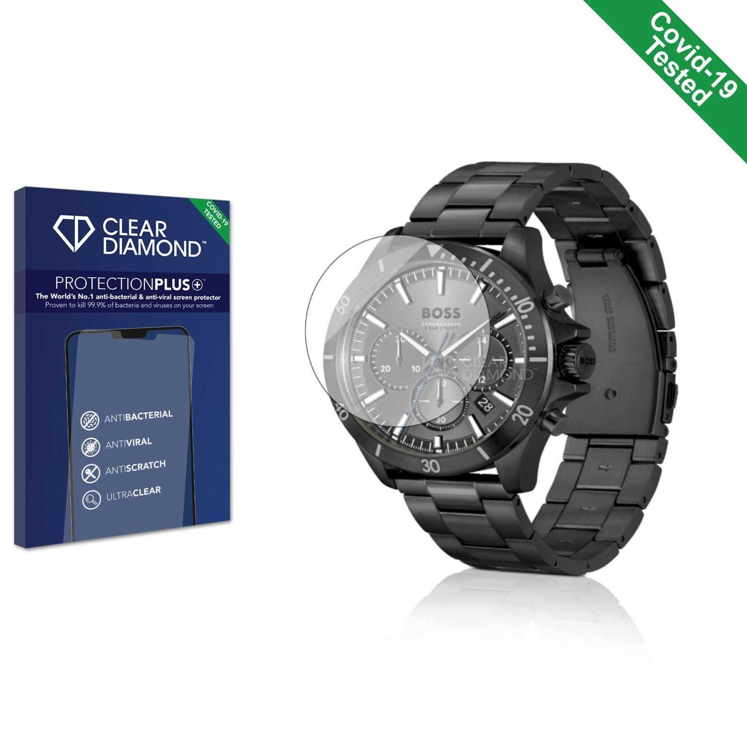 ScreenShield, Clear Diamond Anti-viral Screen Protector for Hugo Boss Chronograph 58115493