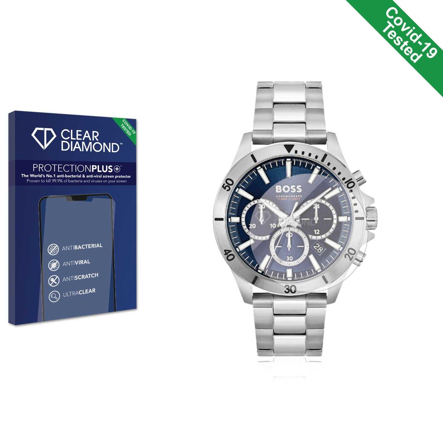 ScreenShield, Clear Diamond Anti-viral Screen Protector for Hugo Boss Chronograph 58115516