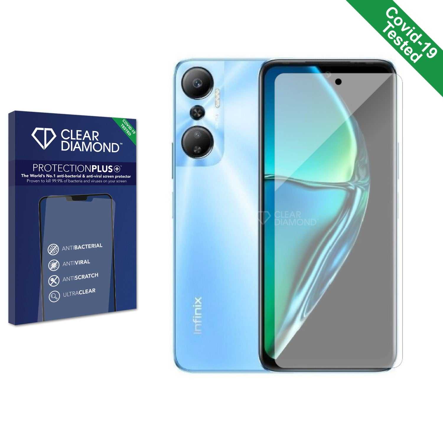 ScreenShield, Clear Diamond Anti-viral Screen Protector for Infinix Hot 40 Pro