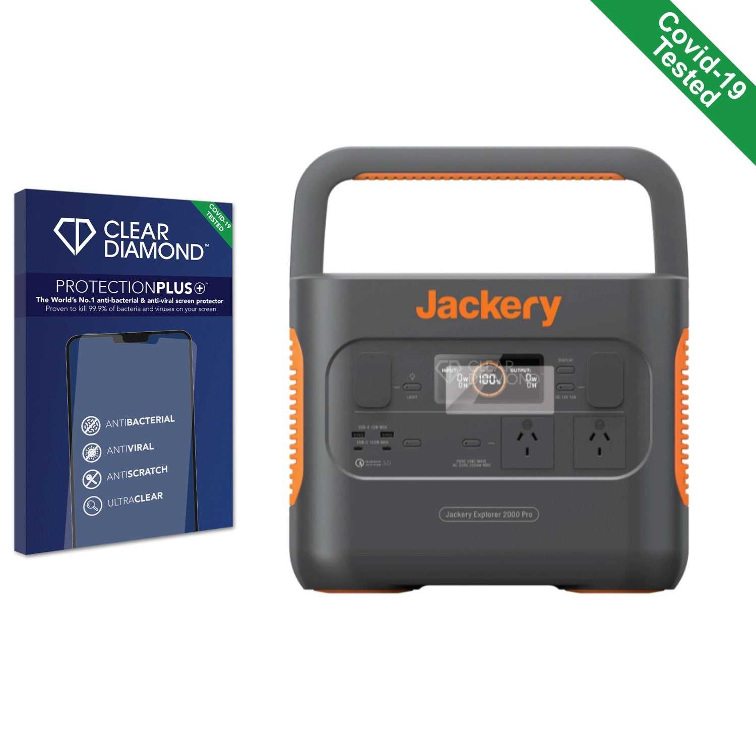 ScreenShield, Clear Diamond Anti-viral Screen Protector for Jackery Explorer 2000 Pro Portable Power Station