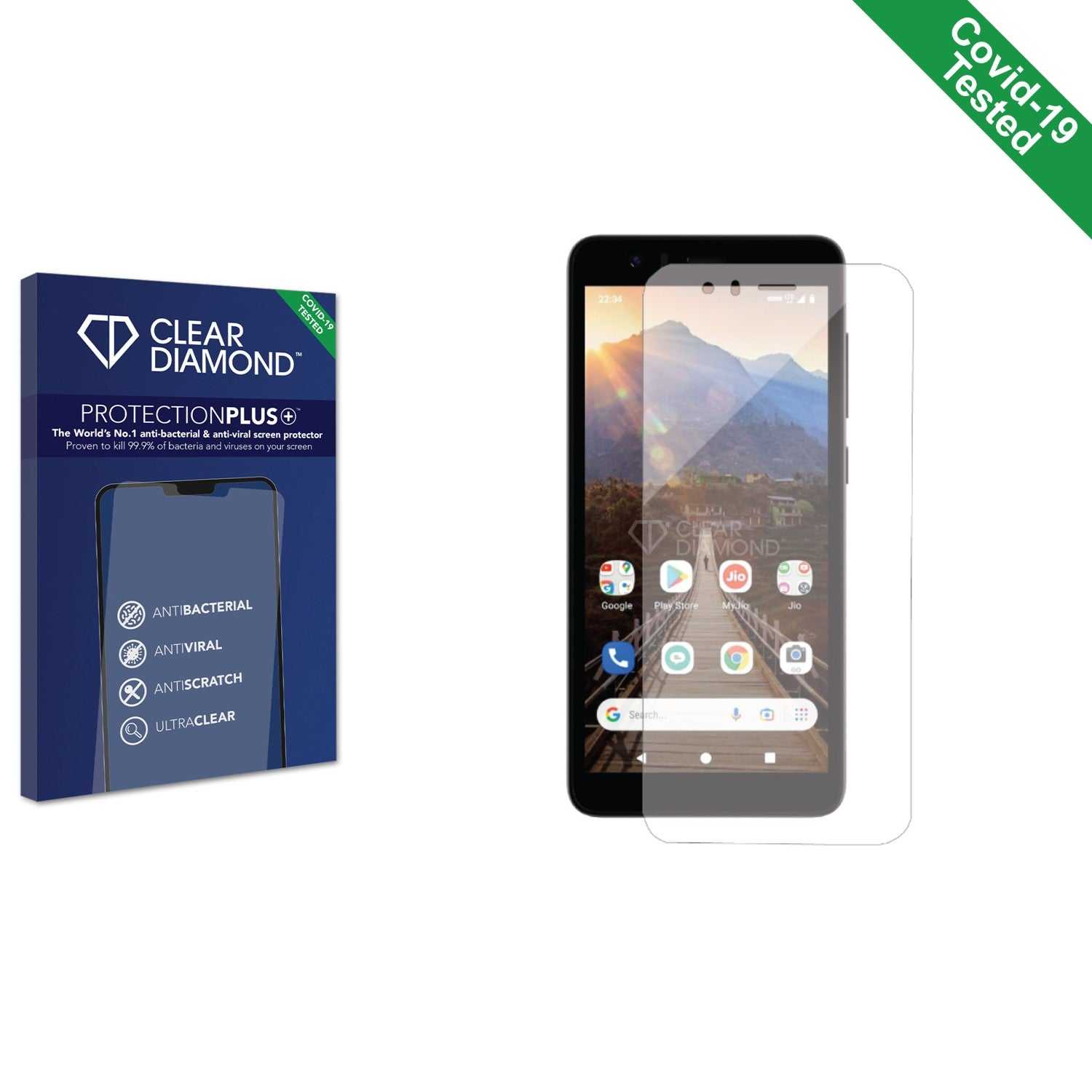 ScreenShield, Clear Diamond Anti-viral Screen Protector for JioPhone Next