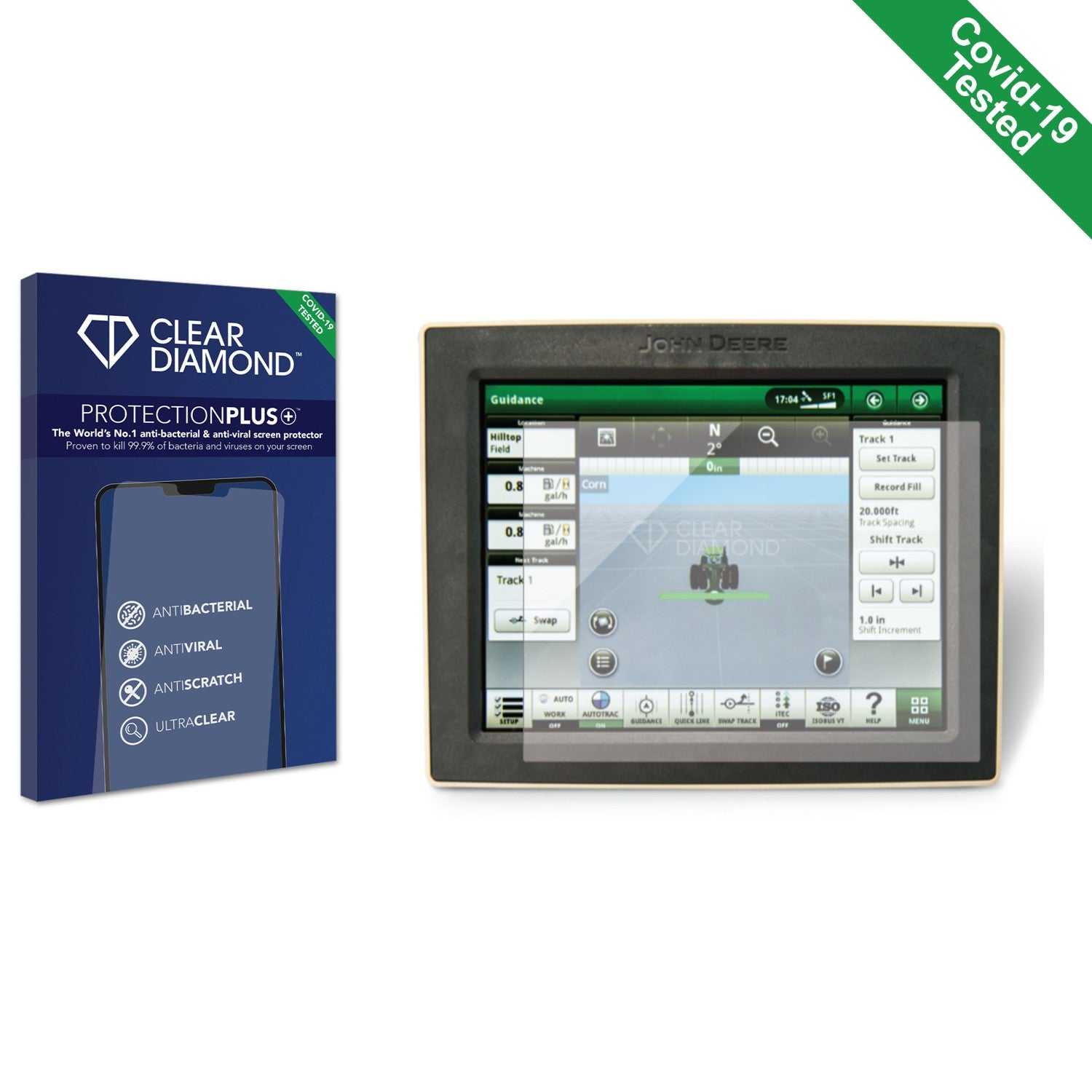 ScreenShield, Clear Diamond Anti-viral Screen Protector for John Deere 4200 Display