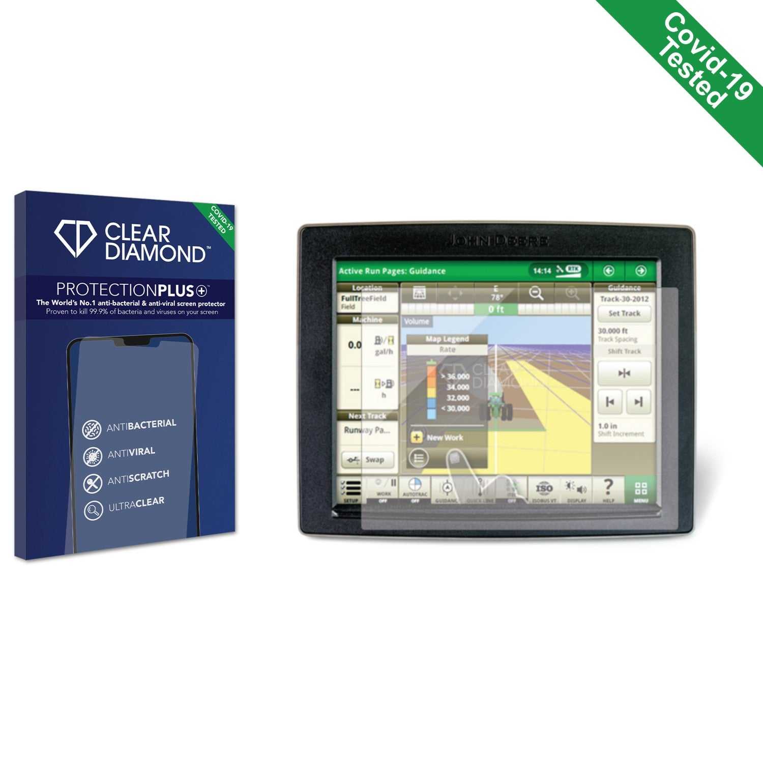 ScreenShield, Clear Diamond Anti-viral Screen Protector for John Deere 4600 Display