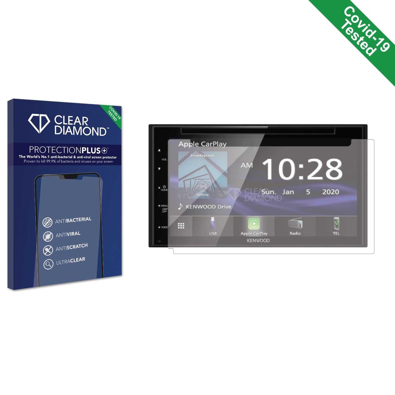 ScreenShield, Clear Diamond Anti-viral Screen Protector for Kenwood DDX57S