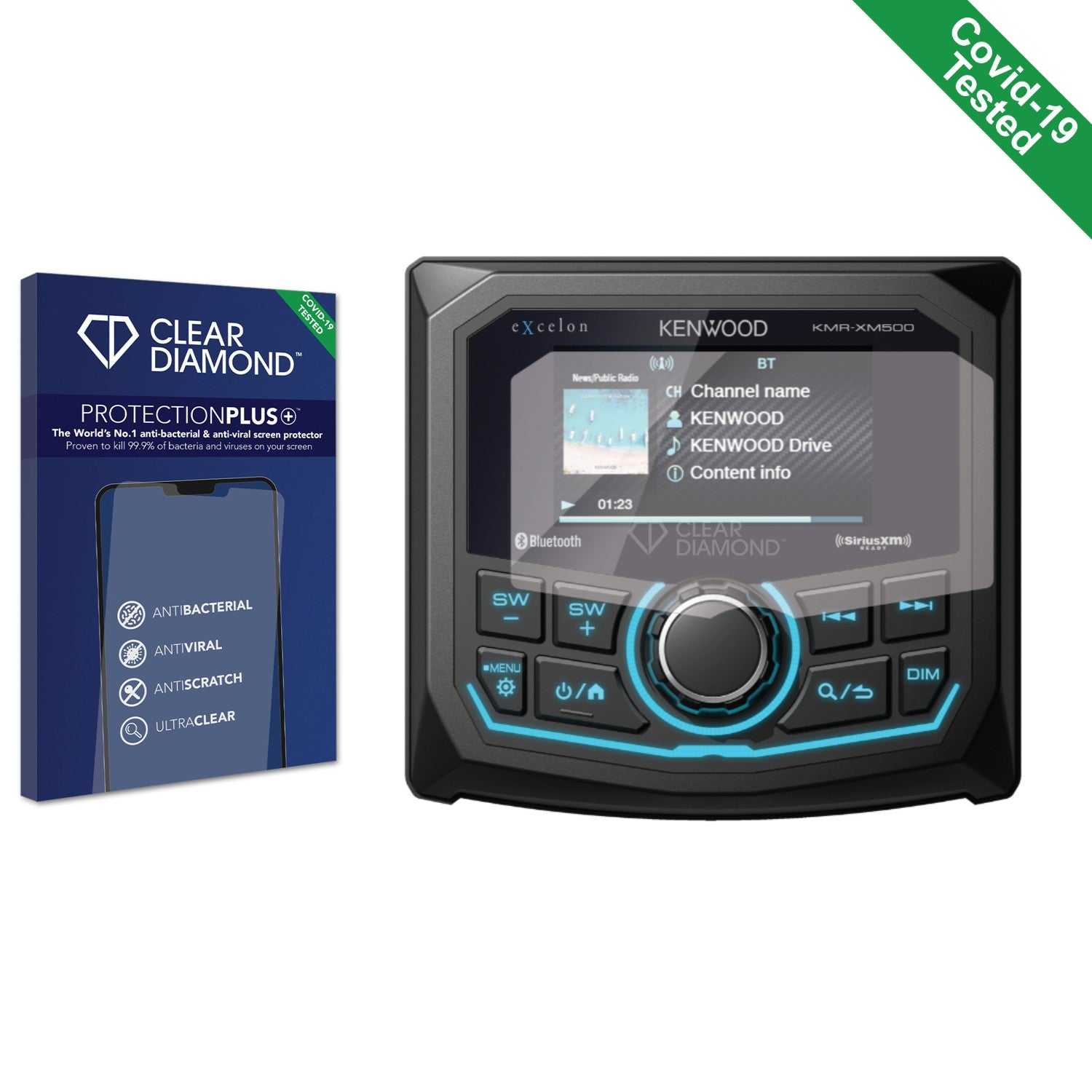 ScreenShield, Clear Diamond Anti-viral Screen Protector for Kenwood KMR-XM500