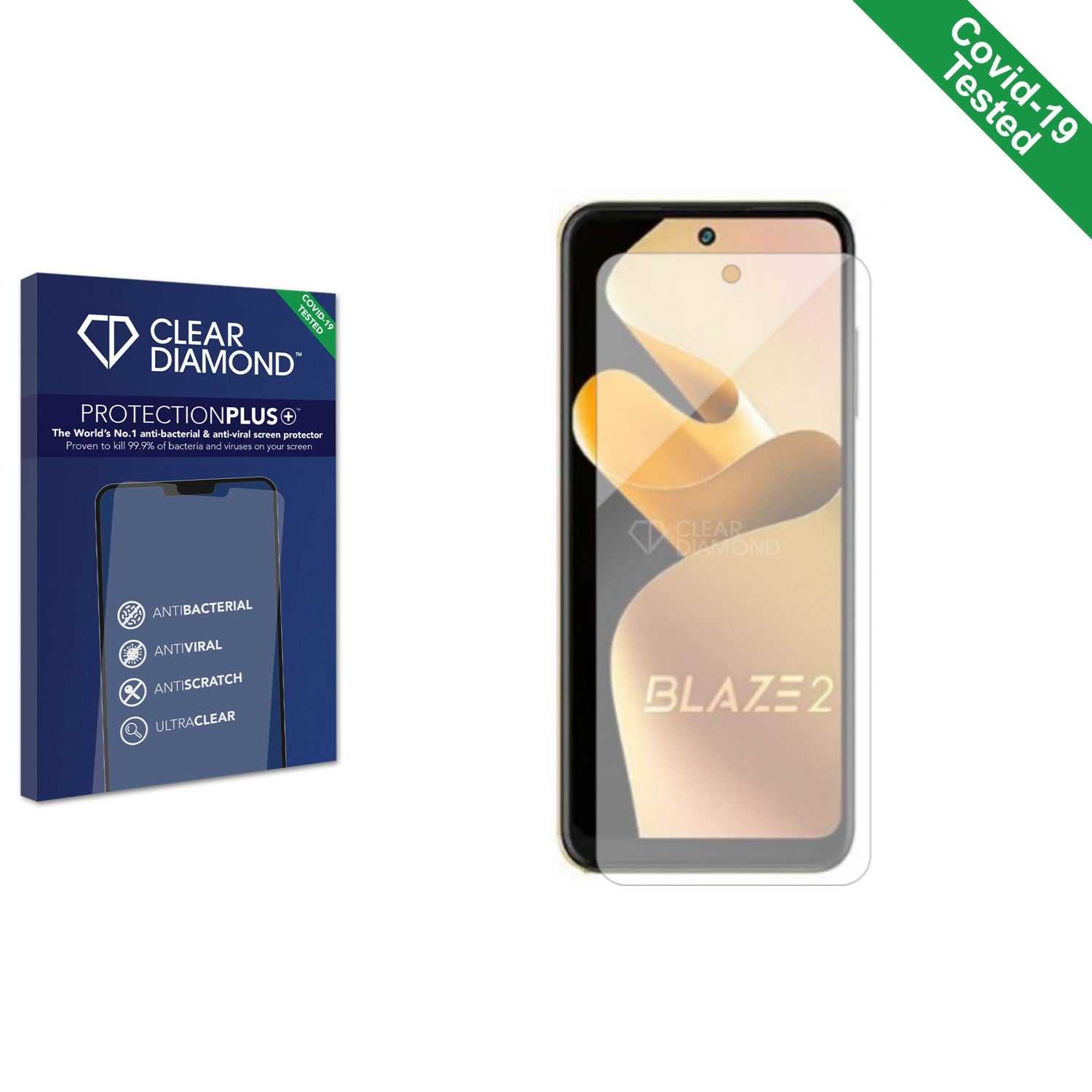 ScreenShield, Clear Diamond Anti-viral Screen Protector for Lava Blaze 2 5G