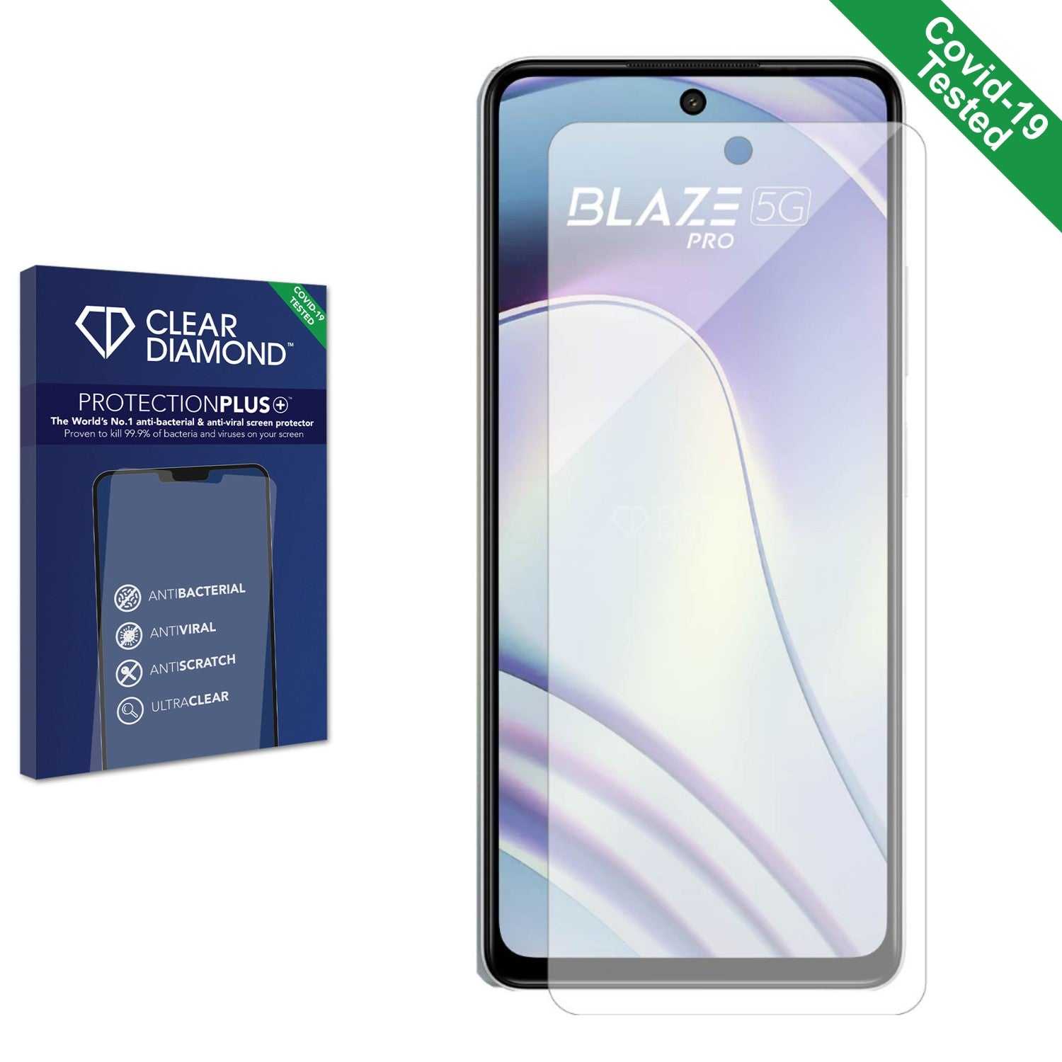 ScreenShield, Clear Diamond Anti-viral Screen Protector for Lava Blaze Pro 5G