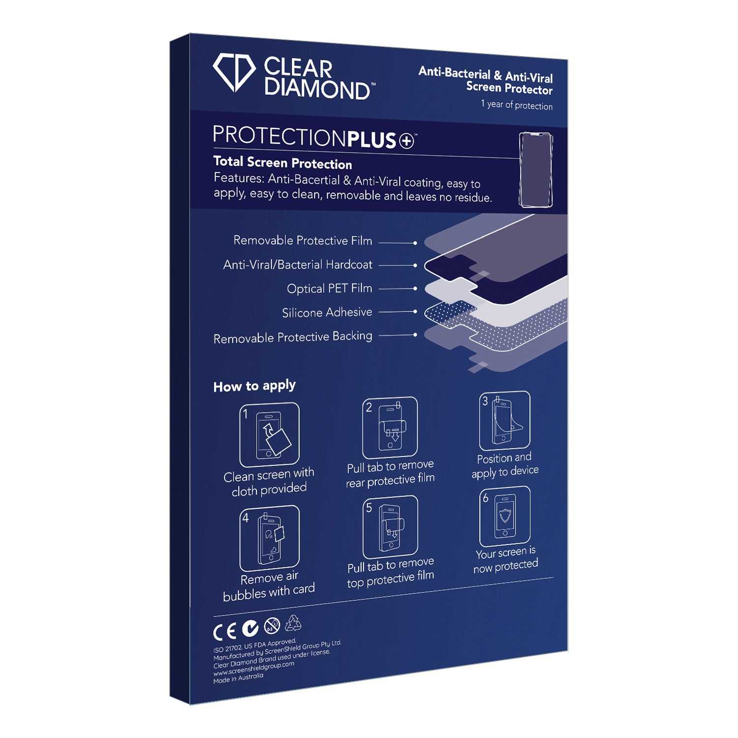 ScreenShield, Clear Diamond Anti-viral Screen Protector for Leica CS30 Tablet