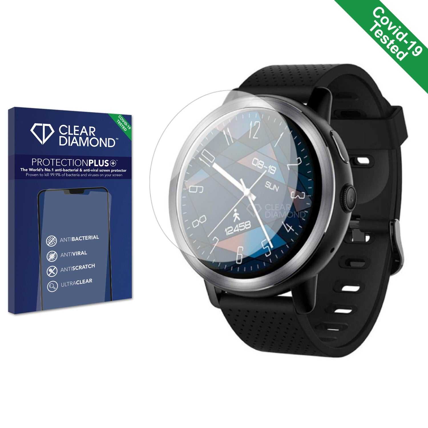 ScreenShield, Clear Diamond Anti-viral Screen Protector for Lemfo Smartwatch 1.39in