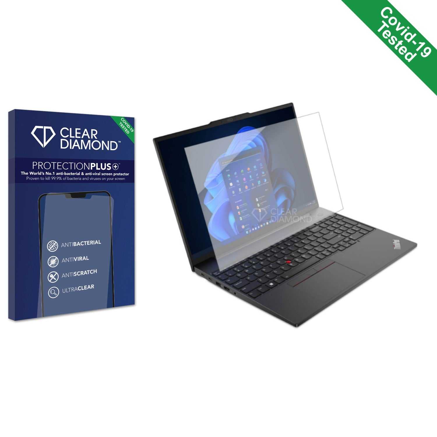 ScreenShield, Clear Diamond Anti-viral Screen Protector for Lenovo ThinkPad E16 Gen 1