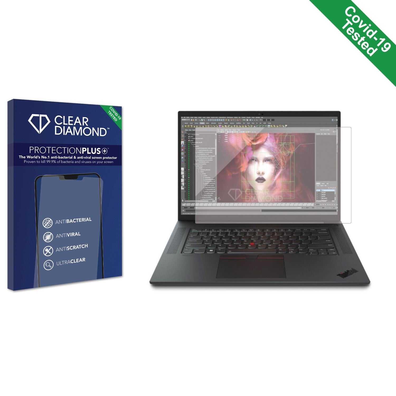 ScreenShield, Clear Diamond Anti-viral Screen Protector for Lenovo ThinkPad P1 Gen 5 16" Touch