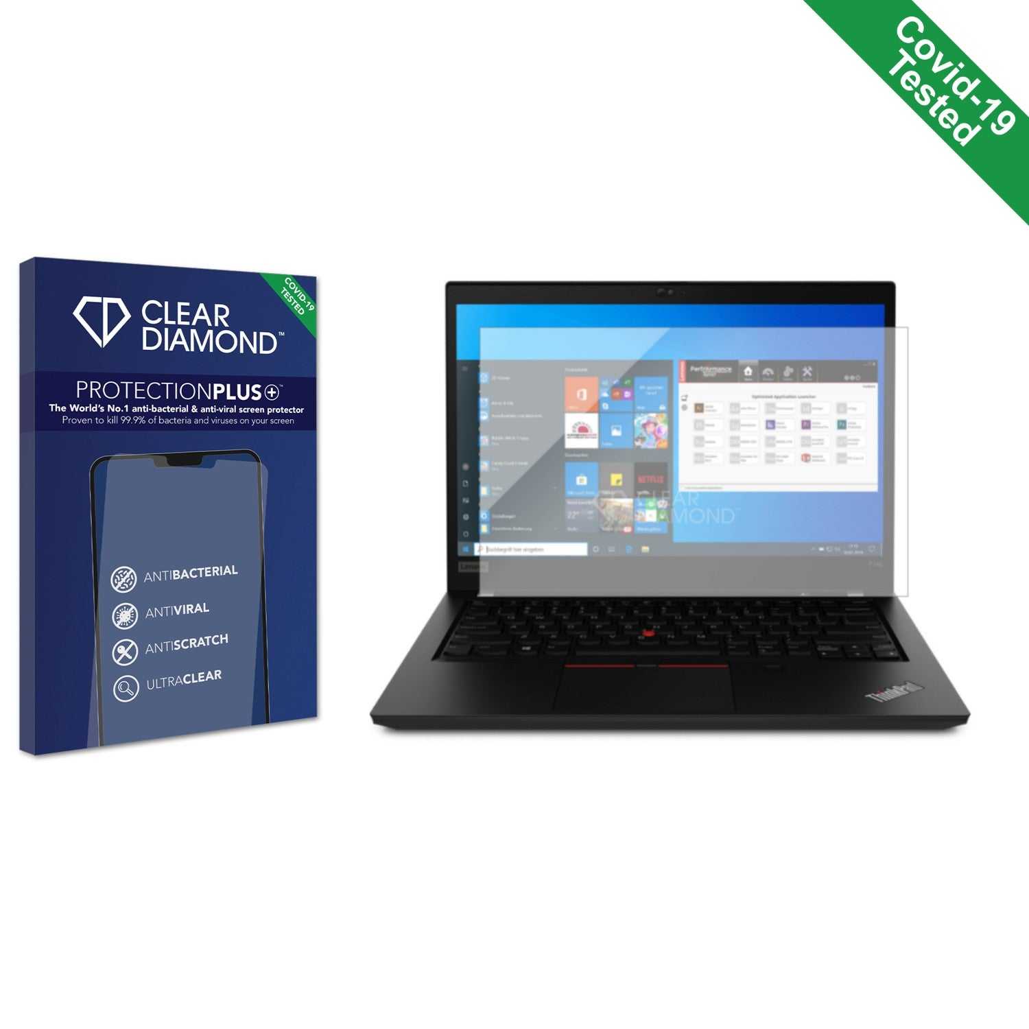 ScreenShield, Clear Diamond Anti-viral Screen Protector for Lenovo ThinkPad P14s Gen 2