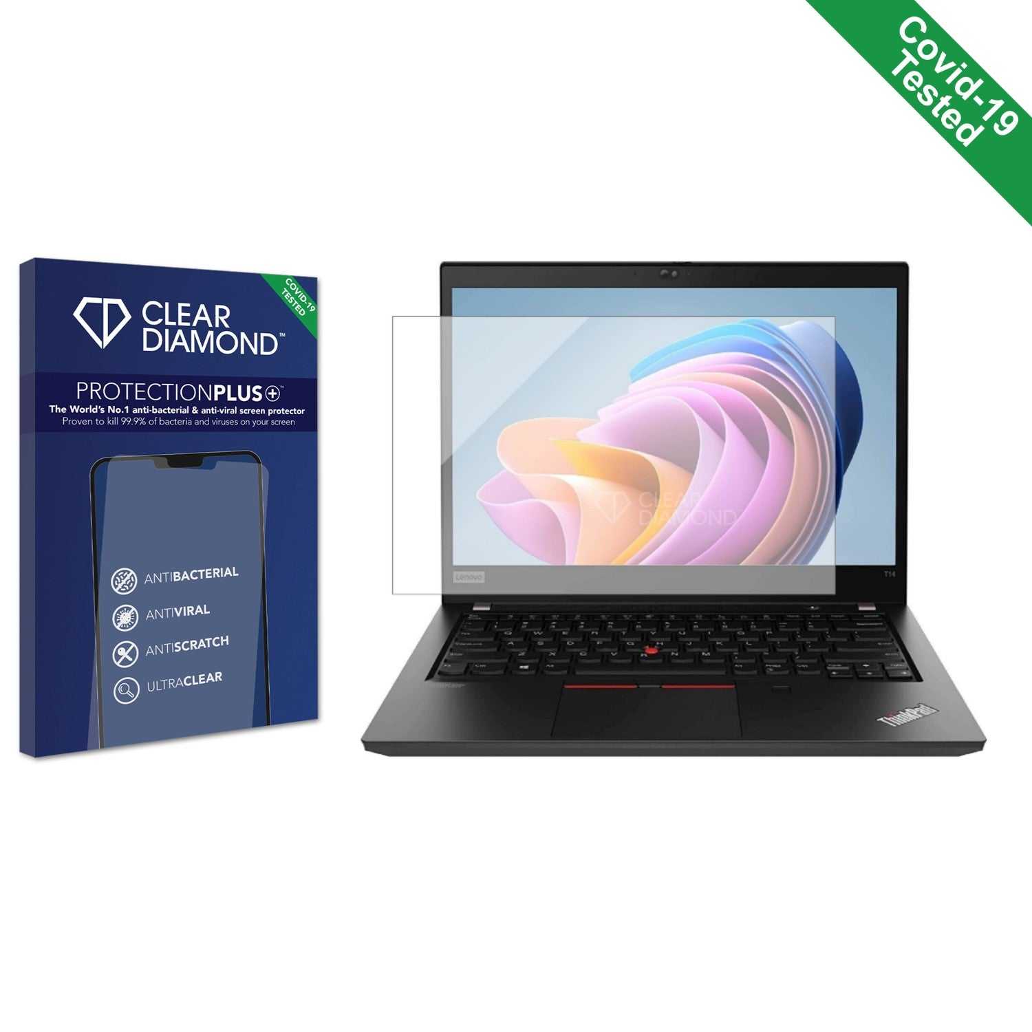 ScreenShield, Clear Diamond Anti-viral Screen Protector for Lenovo ThinkPad T14 Gen 4