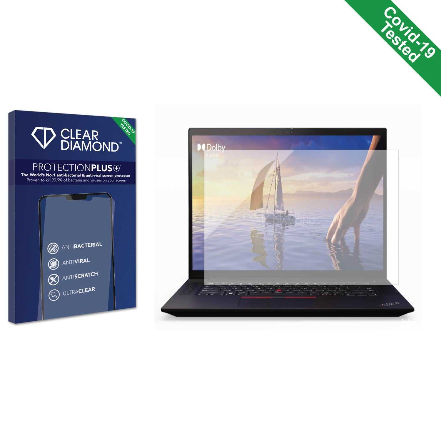 ScreenShield, Clear Diamond Anti-viral Screen Protector for Lenovo ThinkPad X1 Extreme 16 Non-Touch (5. Gen.)