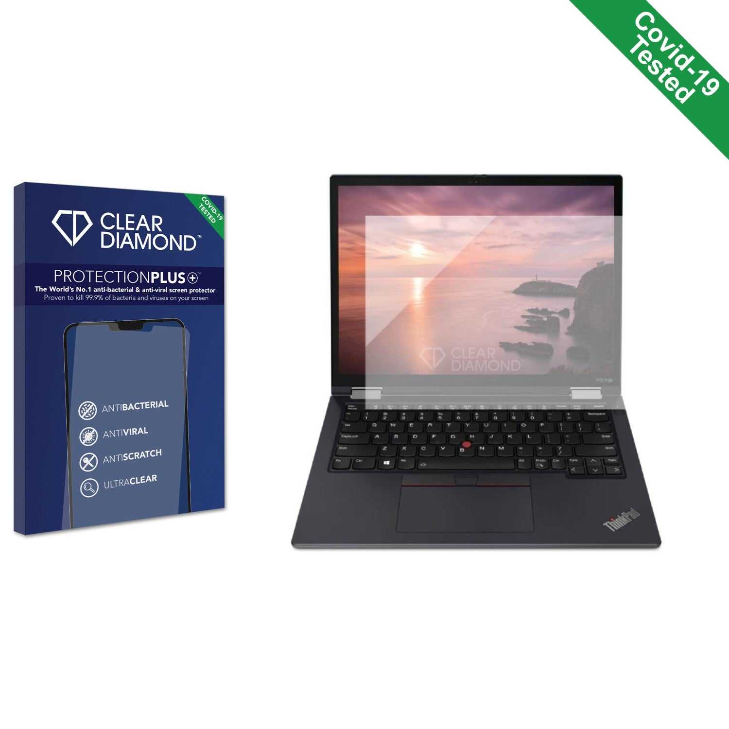 ScreenShield, Clear Diamond Anti-viral Screen Protector for Lenovo ThinkPad X13 Gen 4