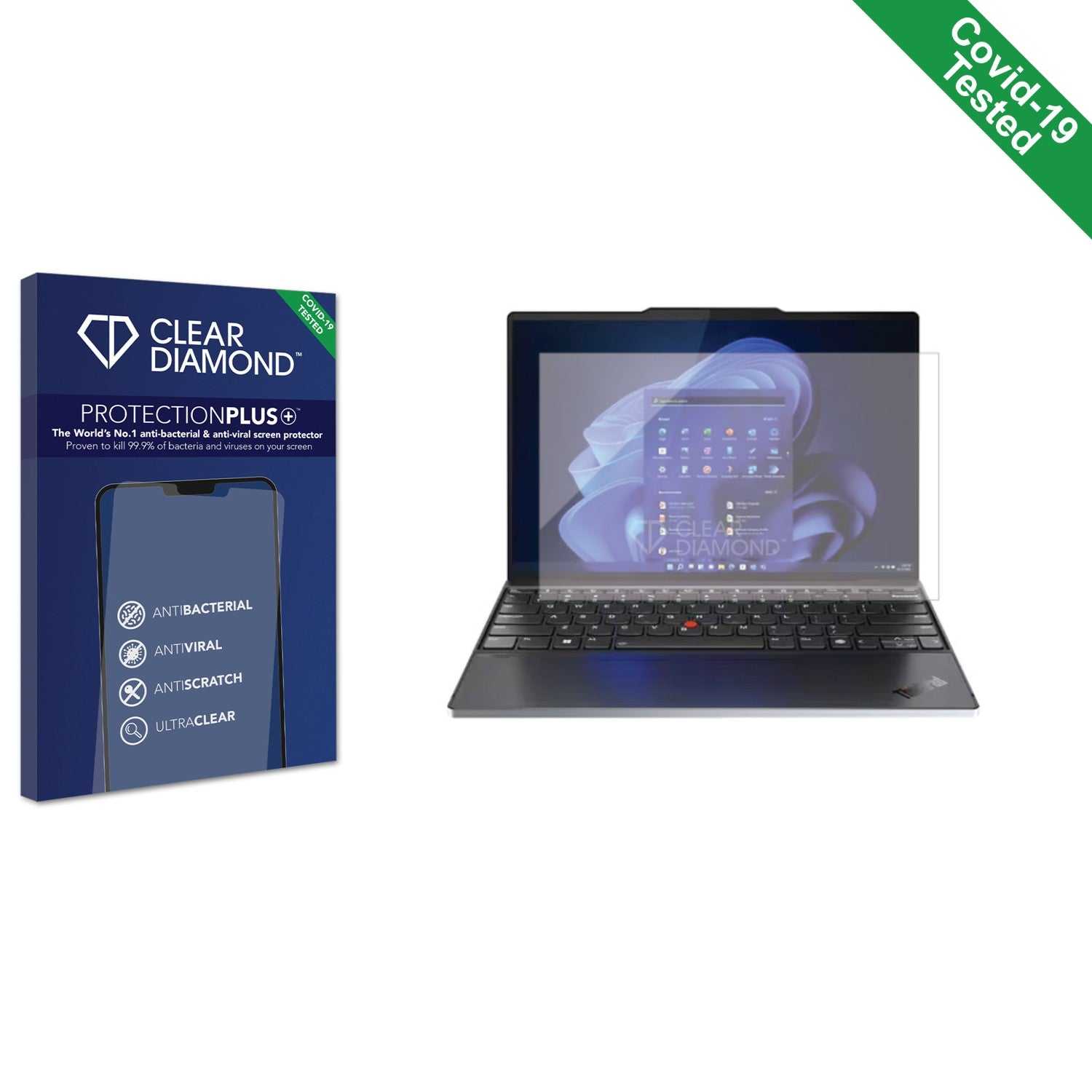 ScreenShield, Clear Diamond Anti-viral Screen Protector for Lenovo ThinkPad Z13 Non-Touch (1st Gen)