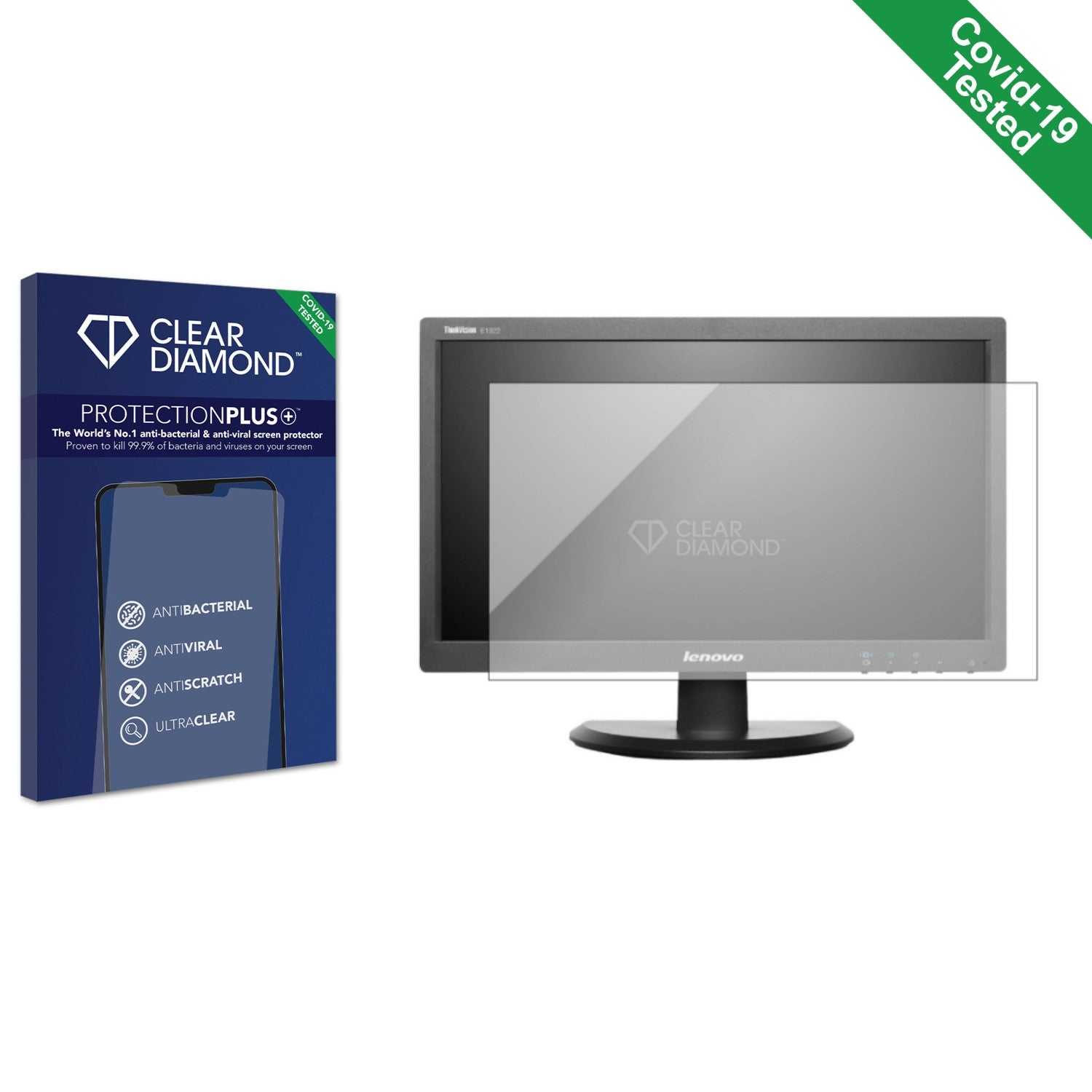 ScreenShield, Clear Diamond Anti-viral Screen Protector for Lenovo ThinkVision E1922s