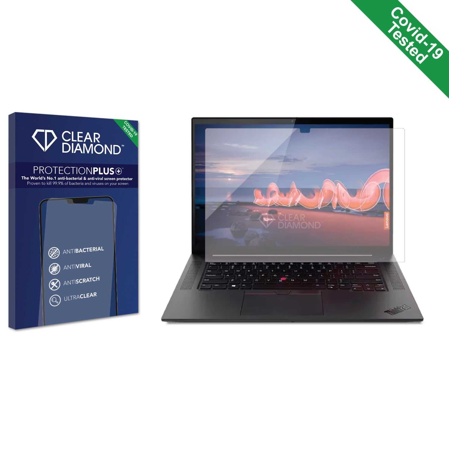 ScreenShield, Clear Diamond Anti-viral Screen Protector for Lenovo Thinkpad X1 Extreme Gen 4