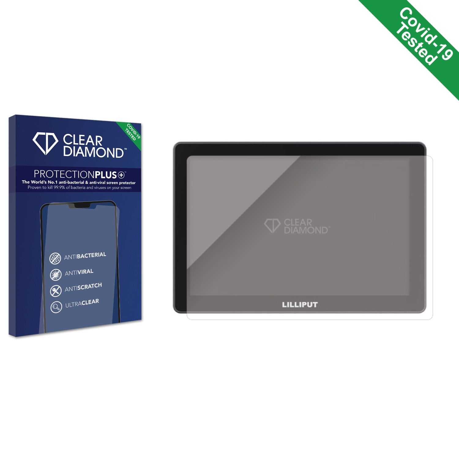 ScreenShield, Clear Diamond Anti-viral Screen Protector for Lilliput HT10S 10.1" Monitor