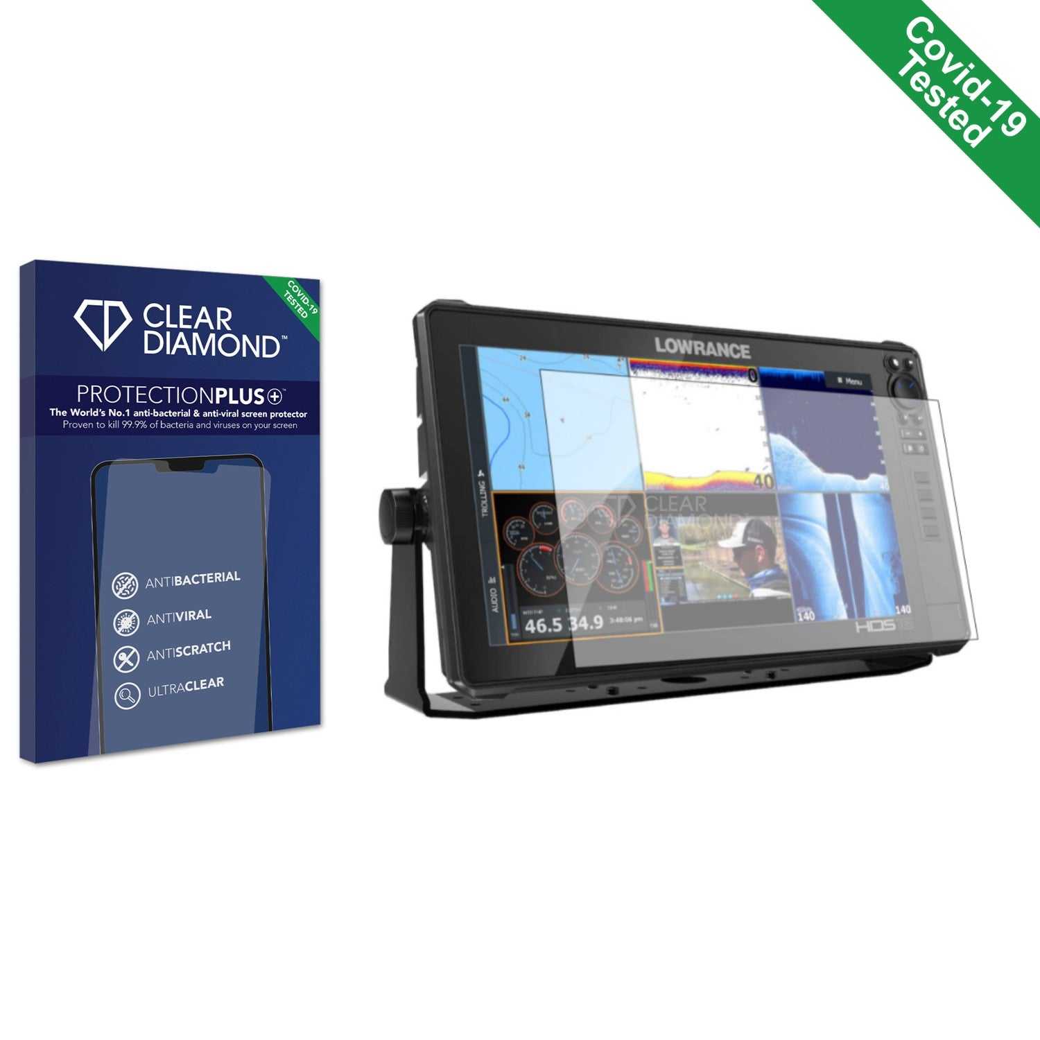 ScreenShield, Clear Diamond Anti-viral Screen Protector for Lowrance HDS Live 16