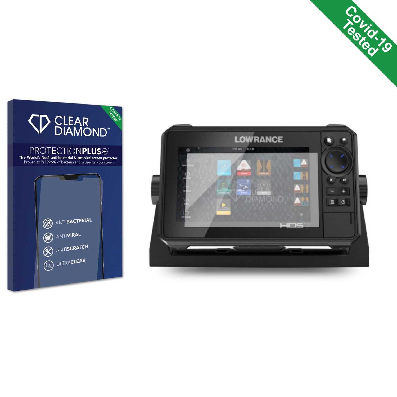 ScreenShield, Clear Diamond Anti-viral Screen Protector for Lowrance HDS Live 7