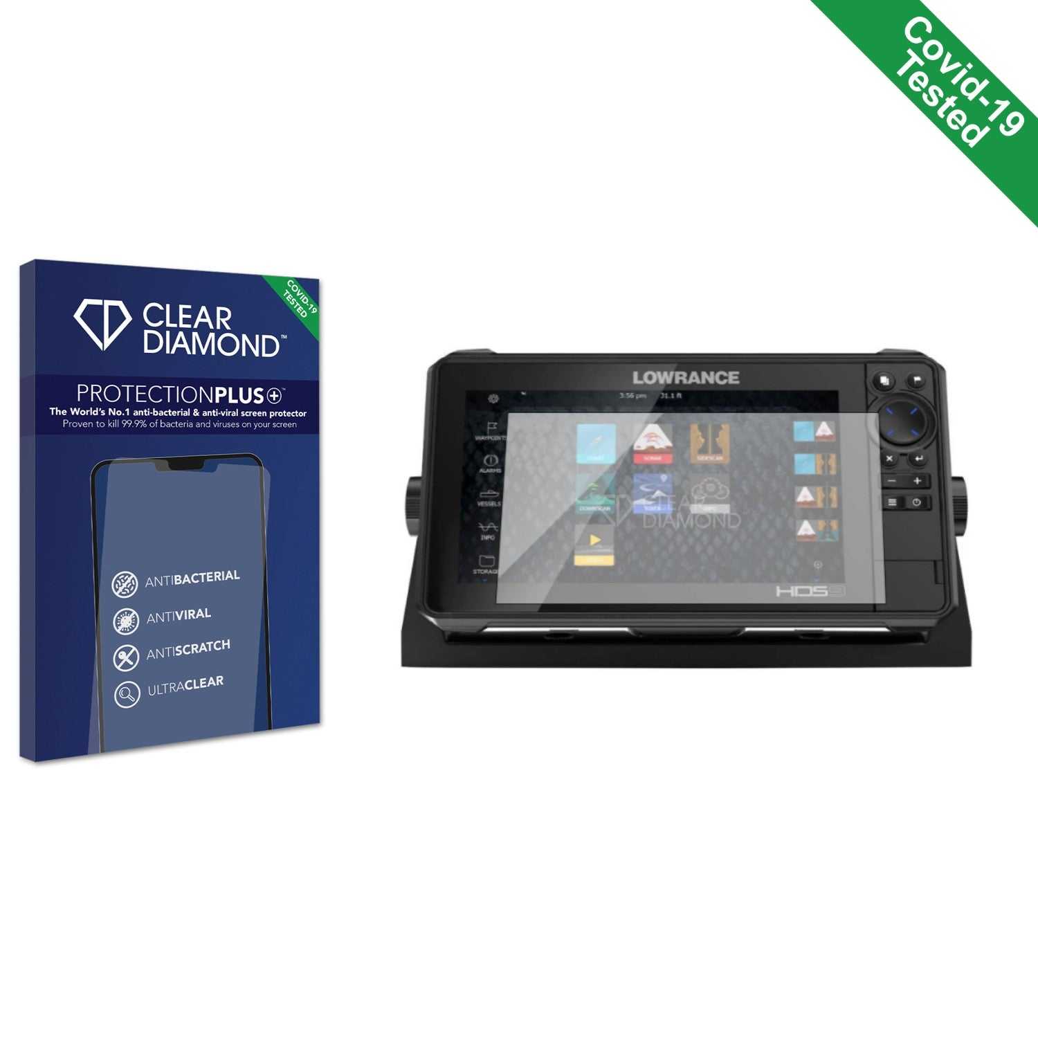 ScreenShield, Clear Diamond Anti-viral Screen Protector for Lowrance HDS Live 9