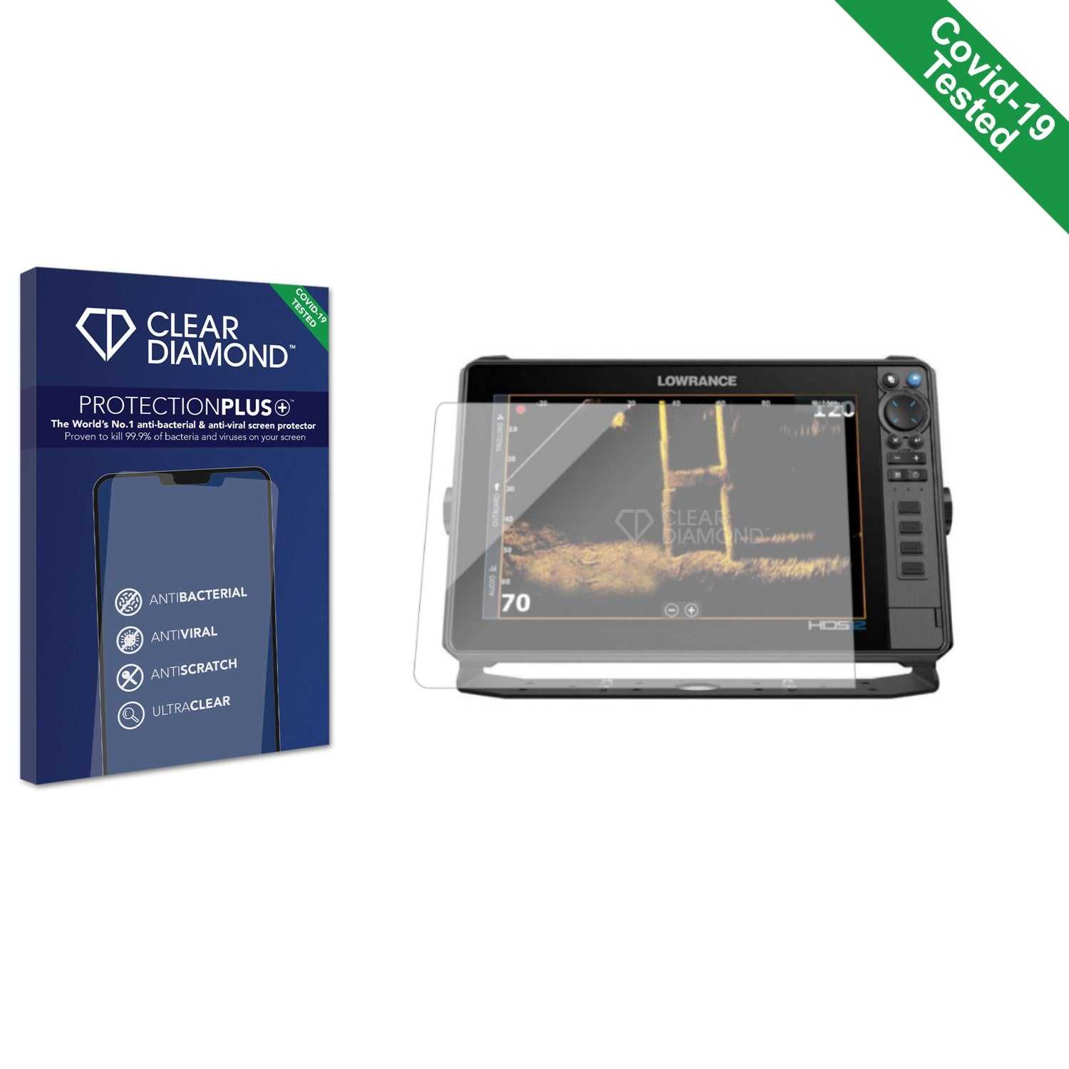 ScreenShield, Clear Diamond Anti-viral Screen Protector for Lowrance HDS PRO 12