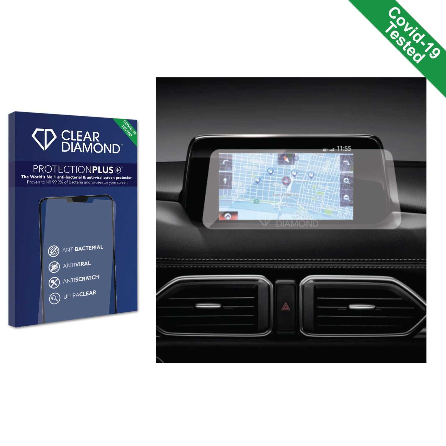 ScreenShield, Clear Diamond Anti-viral Screen Protector for Mazda CX5 2017 Infotainment System