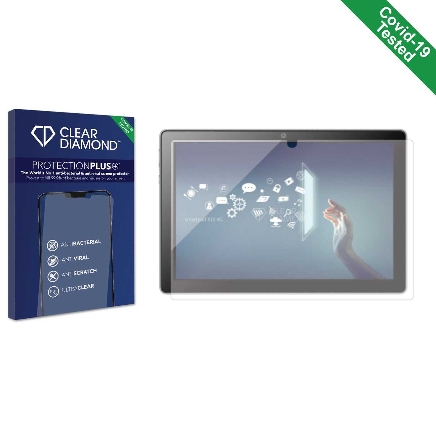 ScreenShield, Clear Diamond Anti-viral Screen Protector for Mediacom SmartPad X10 4G