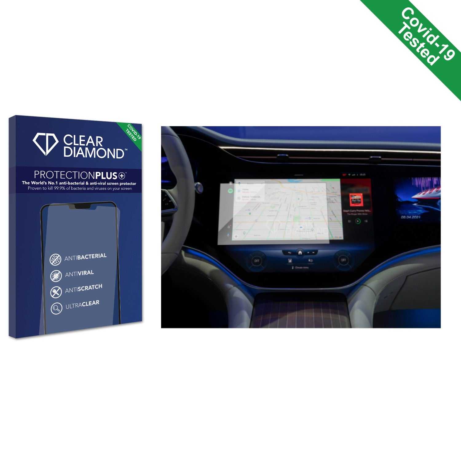 ScreenShield, Clear Diamond Anti-viral Screen Protector for Mercedes-Benz EQS 2022-2023