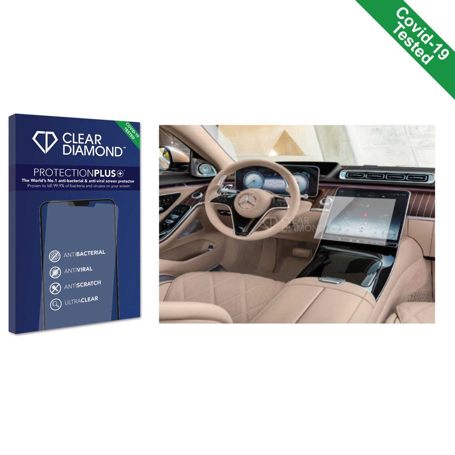 ScreenShield, Clear Diamond Anti-viral Screen Protector for Mercedes-Benz Maybach S-Class Z223 2022-2023