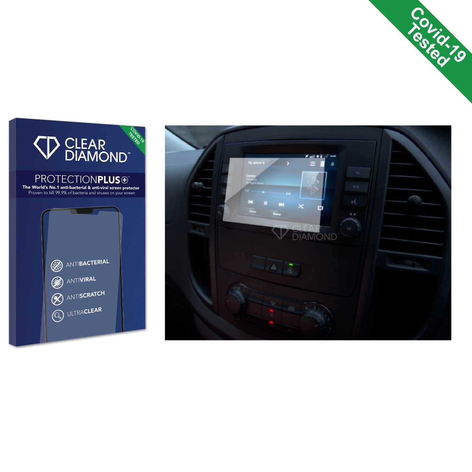 ScreenShield, Clear Diamond Anti-viral Screen Protector for Mercedes-Benz Vito Audio 40