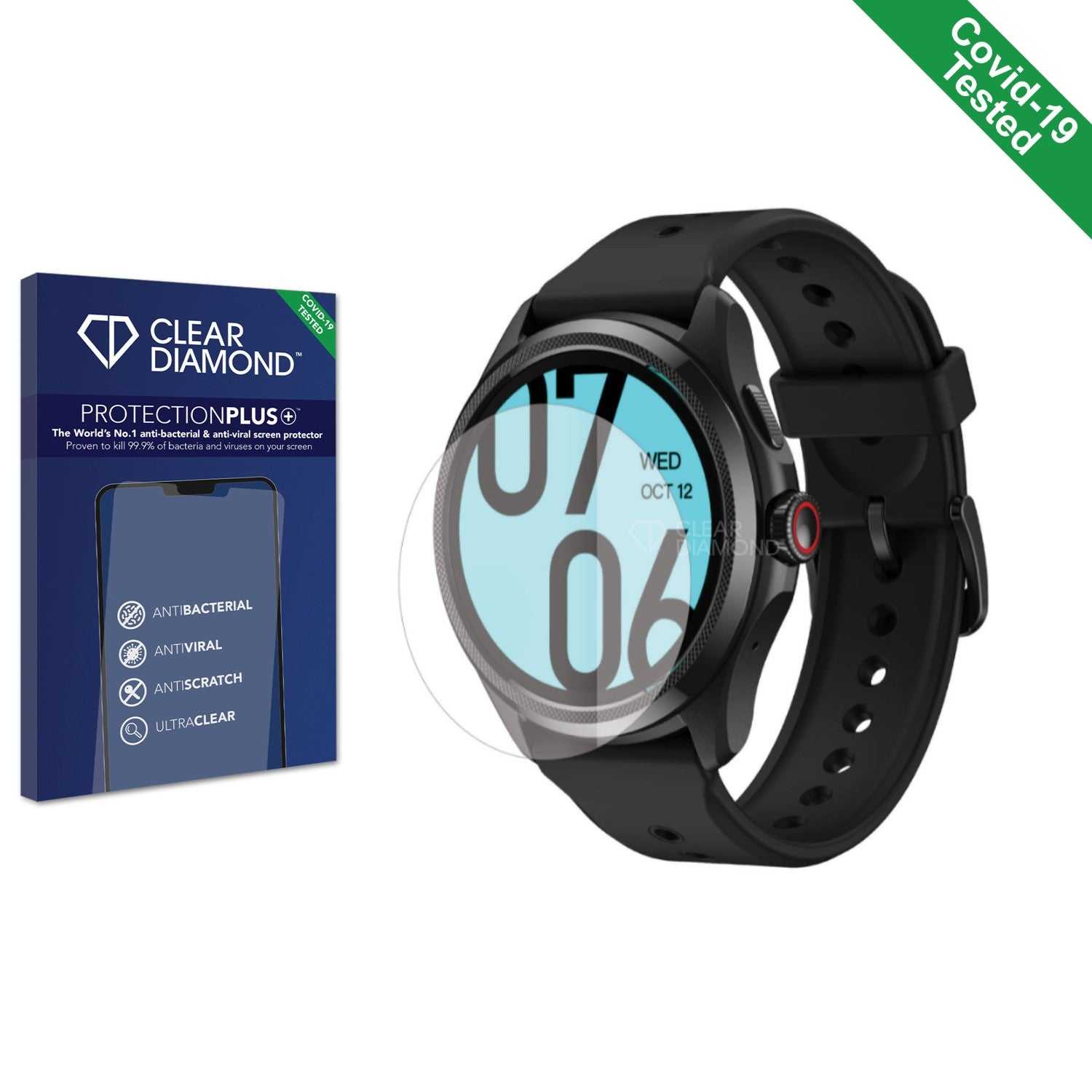 ScreenShield, Clear Diamond Anti-viral Screen Protector for Mobvoi TicWatch Pro 5