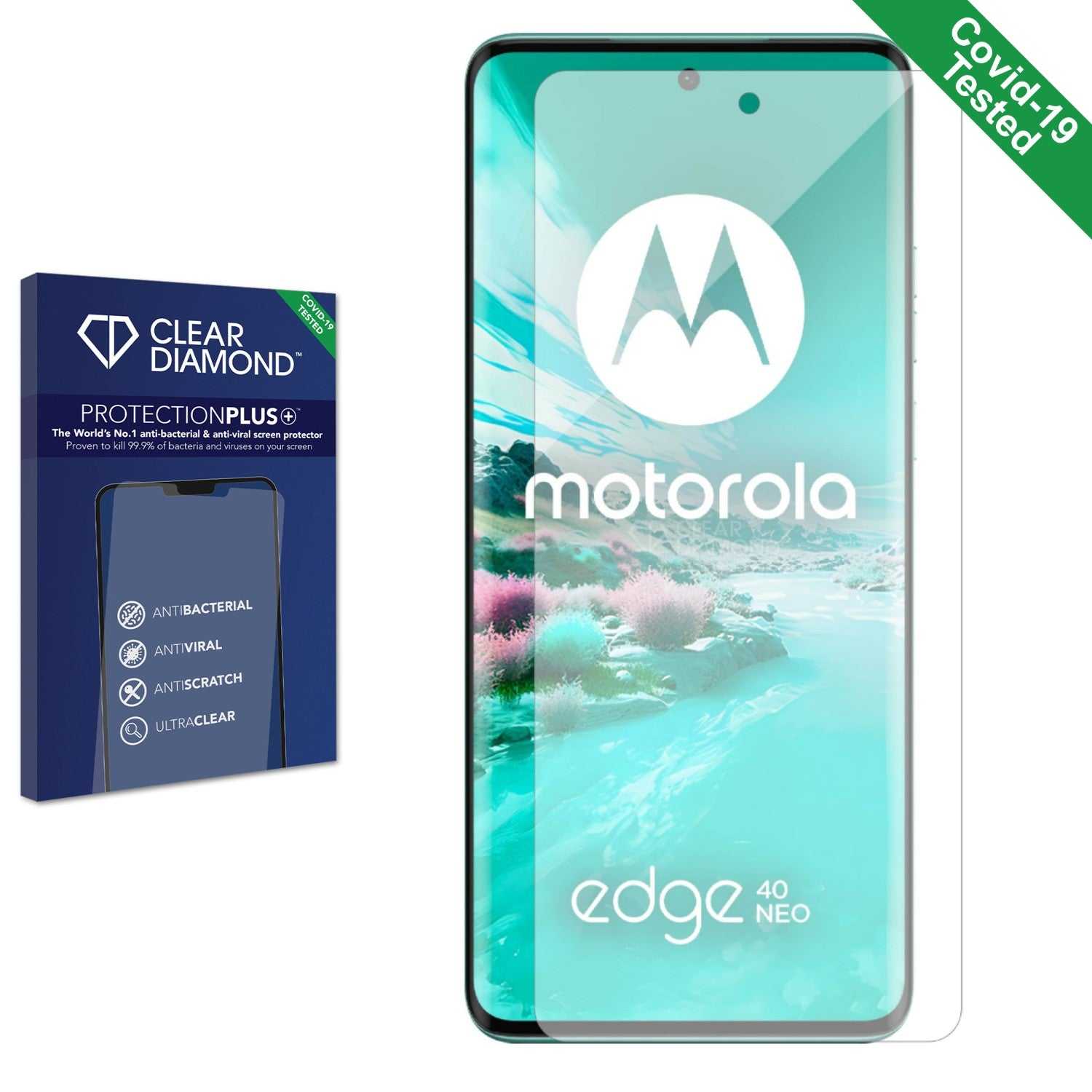 ScreenShield, Clear Diamond Anti-viral Screen Protector for Motorola Edge 40 Neo