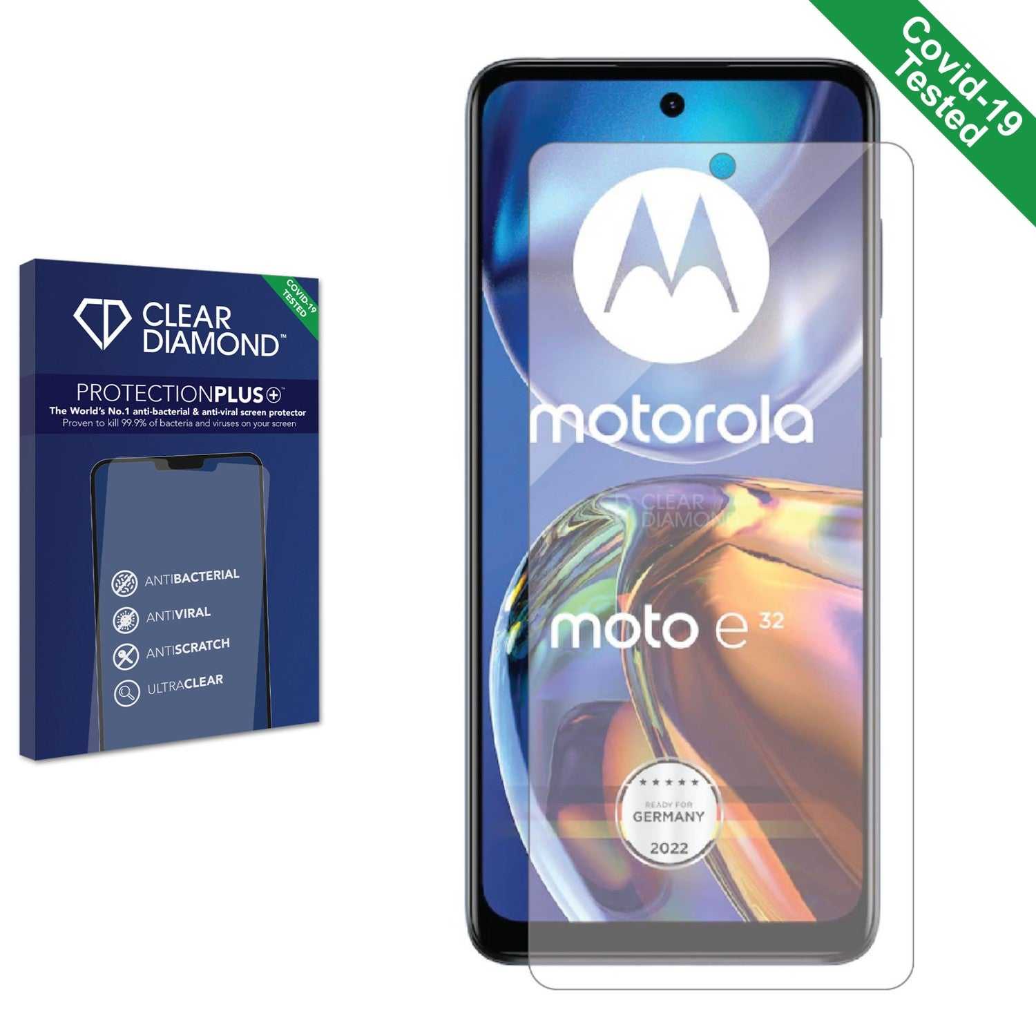 ScreenShield, Clear Diamond Anti-viral Screen Protector for Motorola Moto E32s