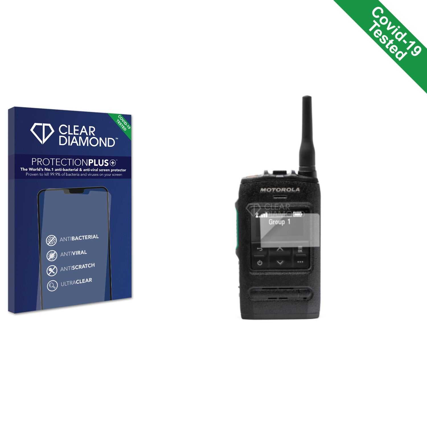 ScreenShield, Clear Diamond Anti-viral Screen Protector for Motorola ST7500 Compact Tetra Radio