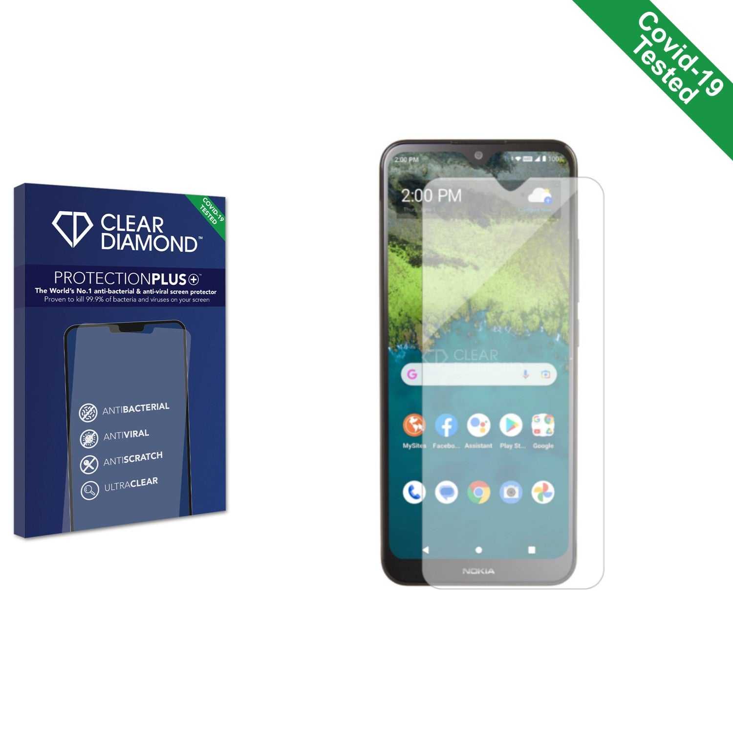 ScreenShield, Clear Diamond Anti-viral Screen Protector for Nokia C110