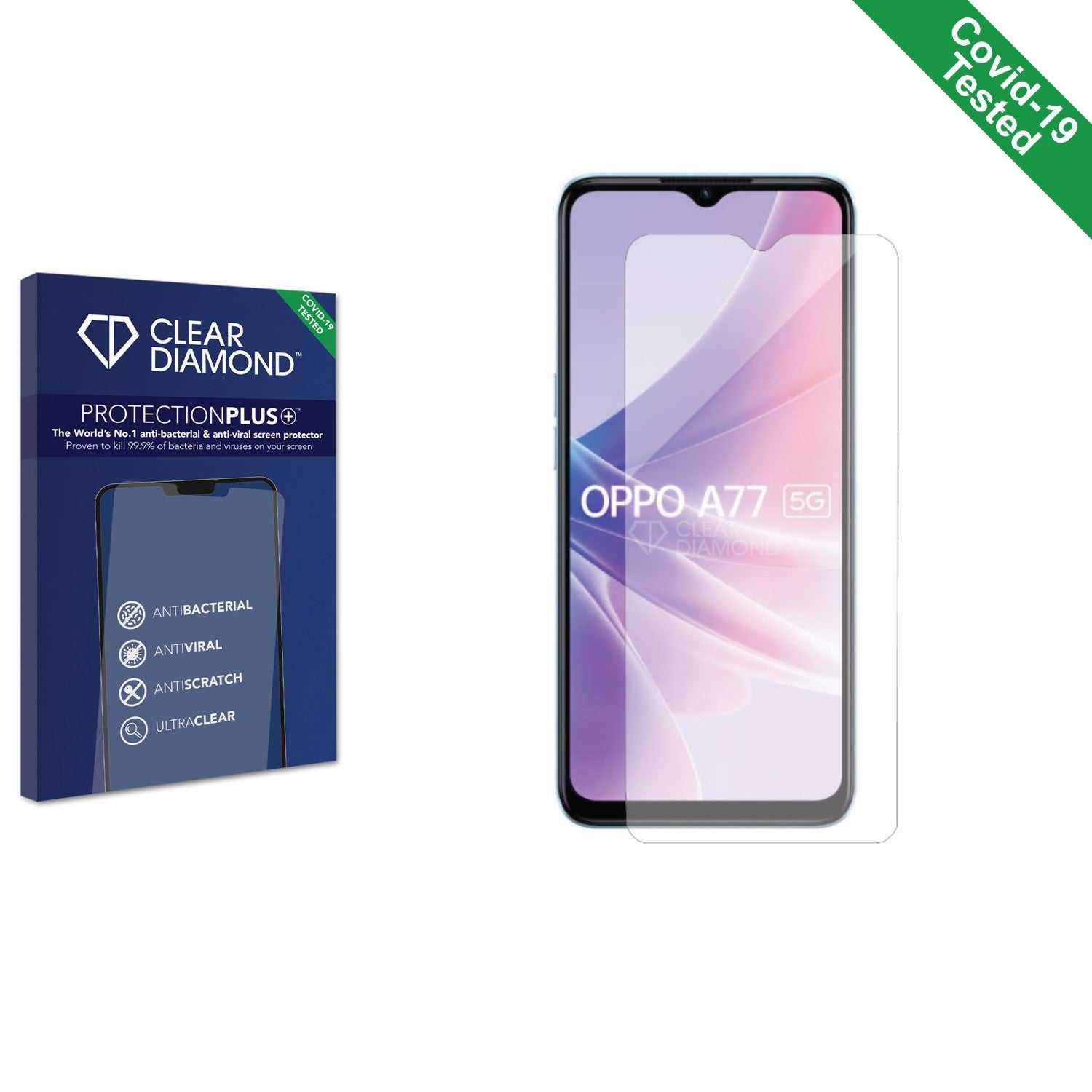 ScreenShield, Clear Diamond Anti-viral Screen Protector for Oppo A77 5G