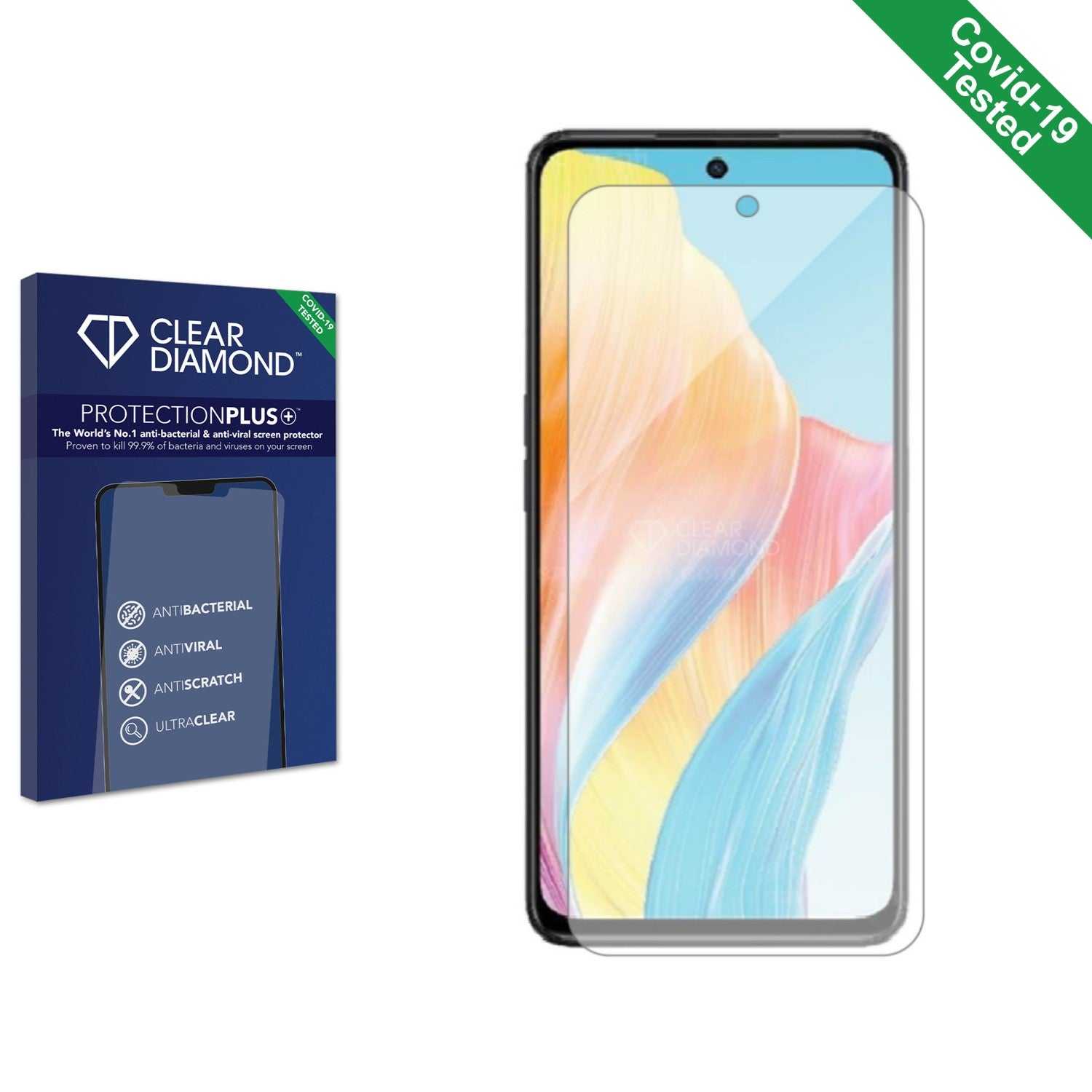 ScreenShield, Clear Diamond Anti-viral Screen Protector for Oppo A98