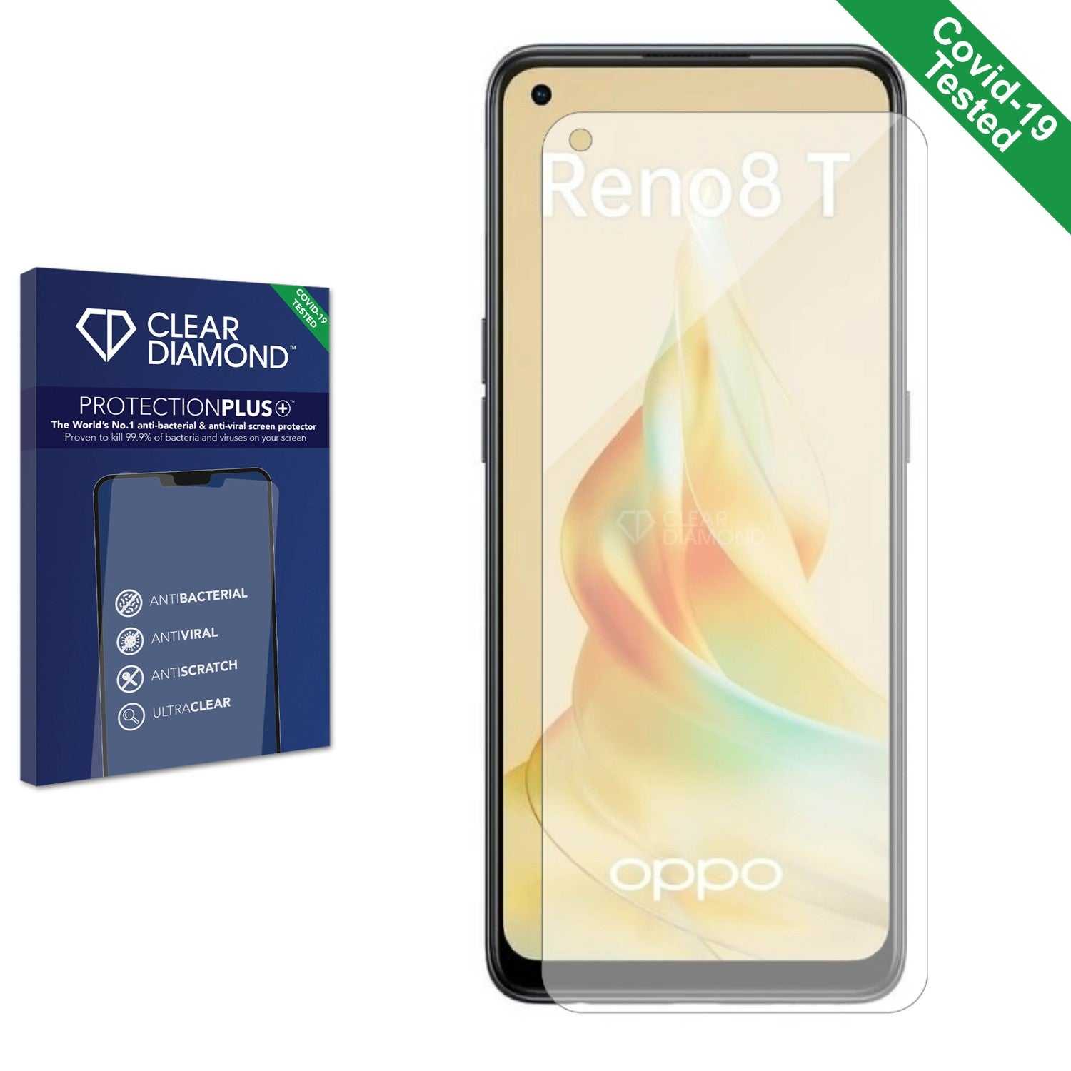 ScreenShield, Clear Diamond Anti-viral Screen Protector for Oppo Reno 8T