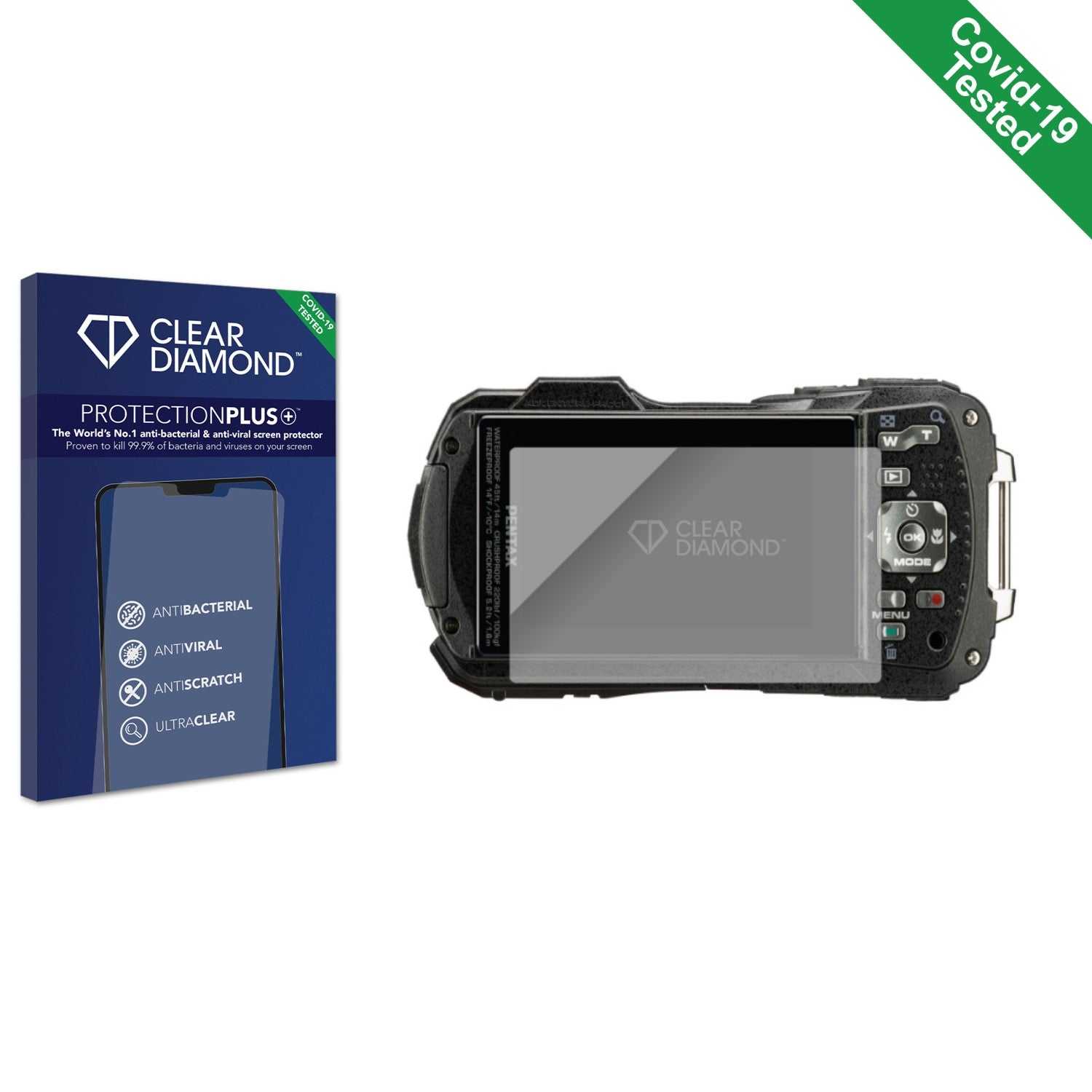 ScreenShield, Clear Diamond Anti-viral Screen Protector for Pentax WG-90