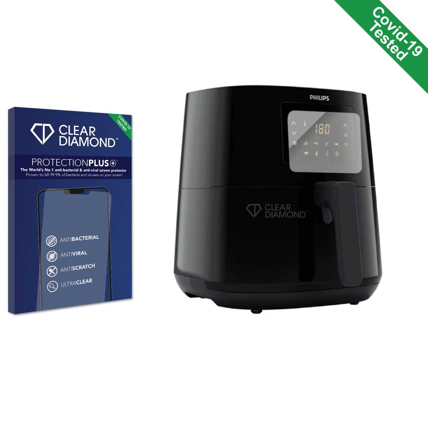 ScreenShield, Clear Diamond Anti-viral Screen Protector for Philips Essential Airfryer XL HD927X