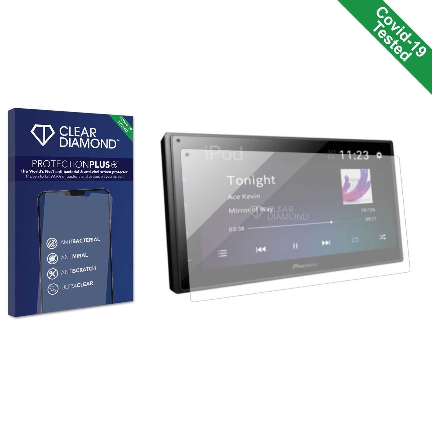 ScreenShield, Clear Diamond Anti-viral Screen Protector for Pioneer DMH-A4450BT