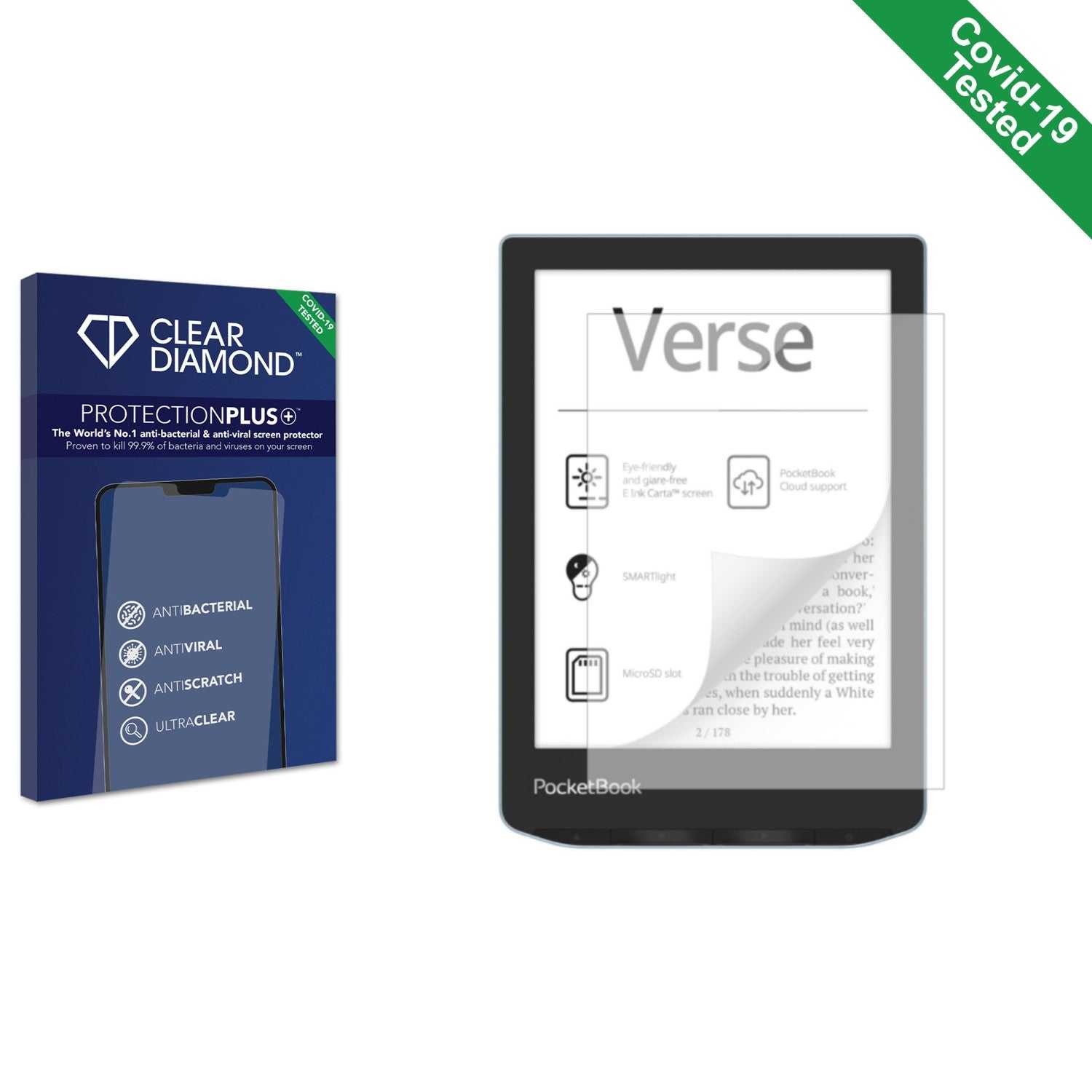 ScreenShield, Clear Diamond Anti-viral Screen Protector for PocketBook Verse