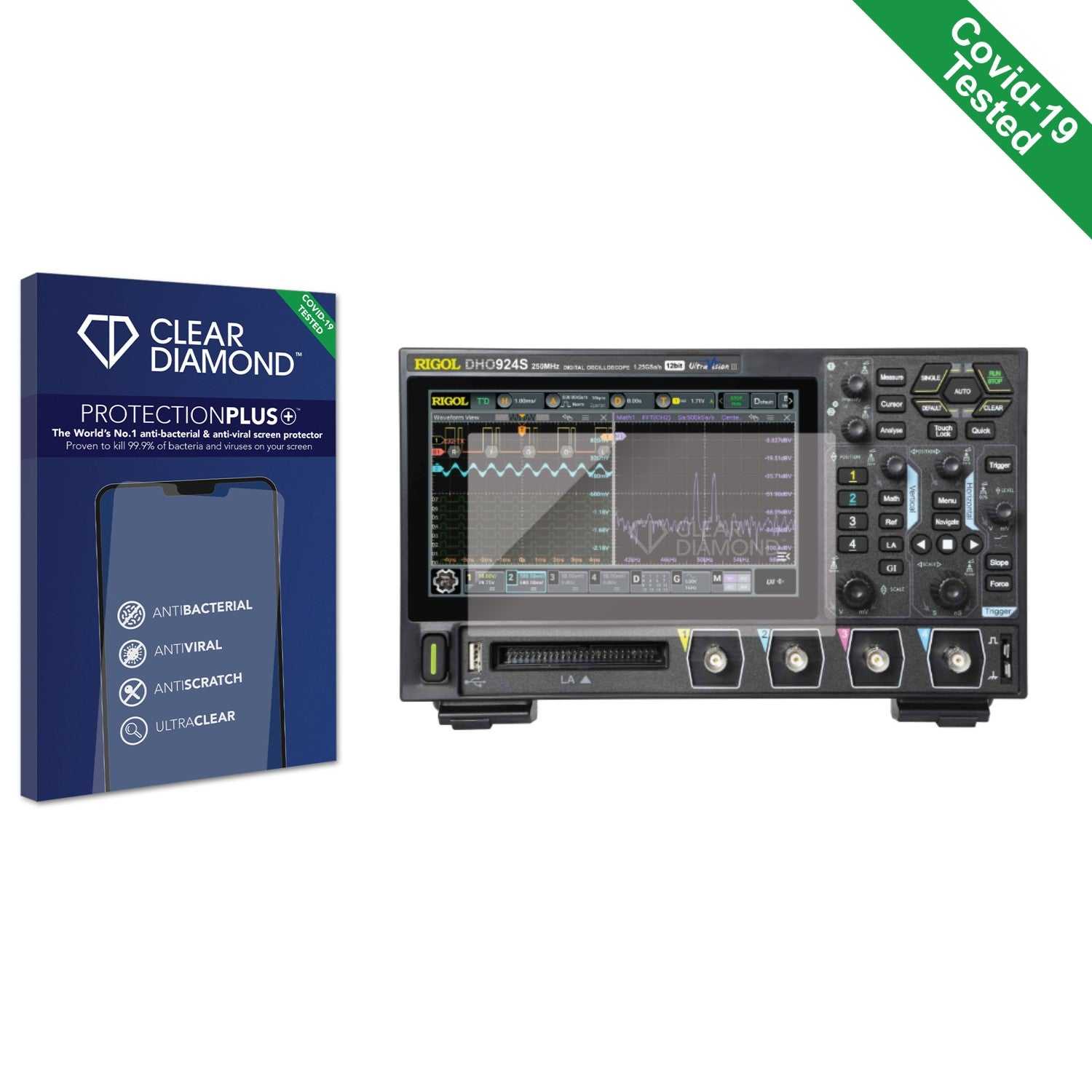 ScreenShield, Clear Diamond Anti-viral Screen Protector for Rigol DHO900 Series Oscilloscope