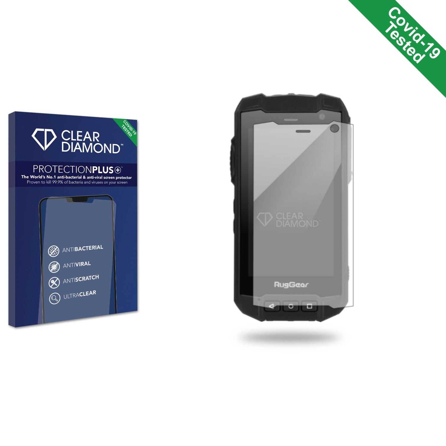 ScreenShield, Clear Diamond Anti-viral Screen Protector for RugGear RG750